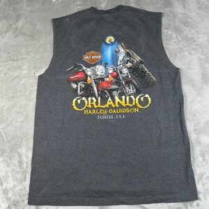 Vintage Harley Davidson Shirt Men Large Wolf Sleeveless Orlando Florida Cut Off